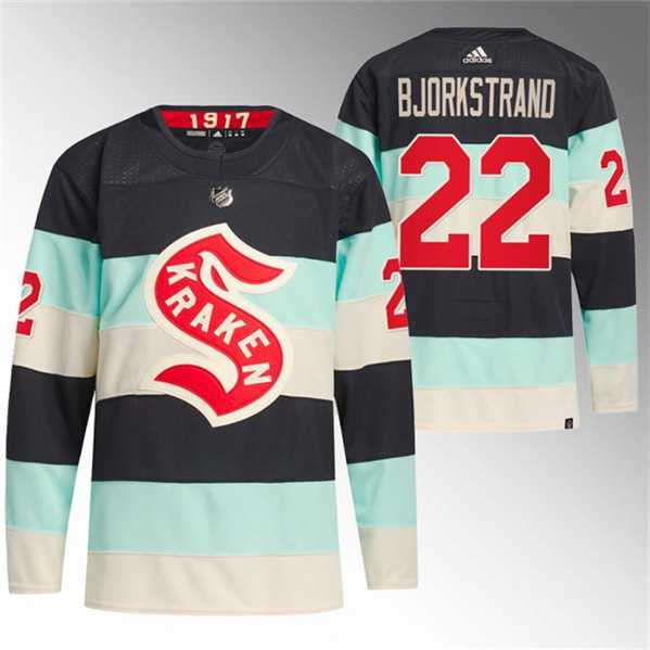 Men%27s Seattle Kraken #22 Oliver Bjorkstrand Deep Sea Blue 2024 Winter Classic Primegreen Stitched Jersey Dzhi